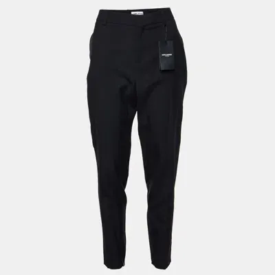 Pre-owned Saint Laurent Black Cotton Twill Trousers L