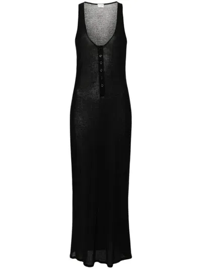 Saint Laurent Fine-ribbed Jersey Maxi Dress In Black