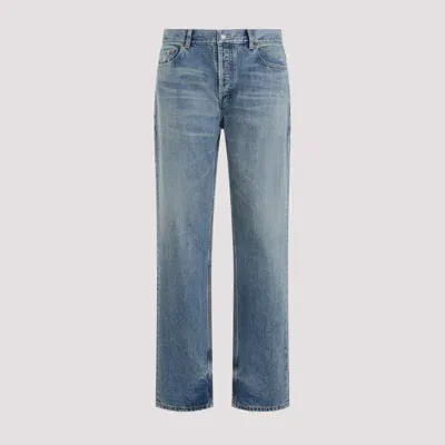 Saint Laurent Blue Relaxed Straight Cotton Jeans.