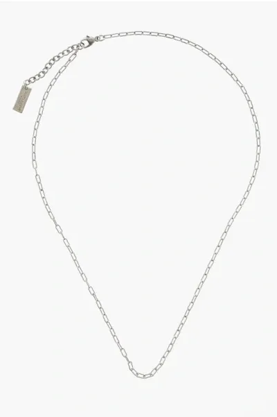 Saint Laurent Brass Silver-effect Necklace In Metallic