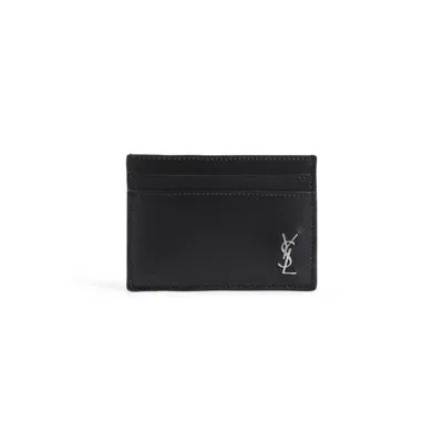 Saint Laurent Calf Leather Card Holder In Black