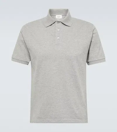 Saint Laurent Cassandre Cotton-blend Piqué T-shirt In Gray