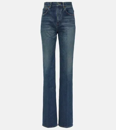 Saint Laurent Clyde High-rise Wide-leg Jeans In August Blue