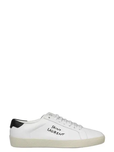 Saint Laurent Classic Round Toe Lace-up Sneakers For Men In White