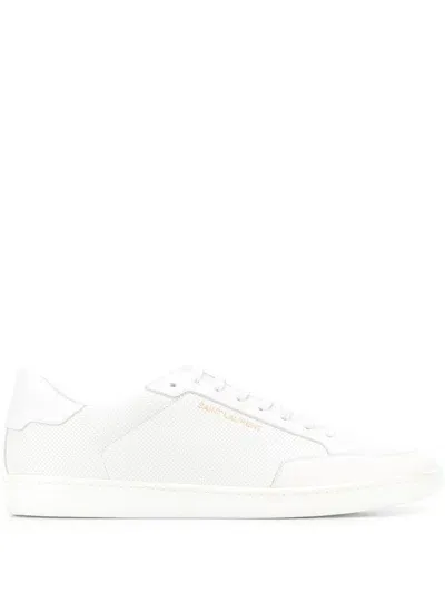 Saint Laurent Court Sneakers In White Leather