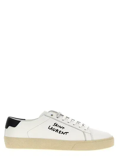 Saint Laurent Black Leather Court Classic Sl/06 Sneakers In Multicolor