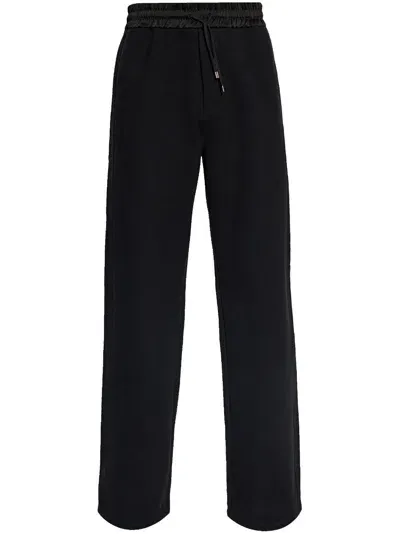 Saint Laurent Drawstring Cotton Track Pants In Black