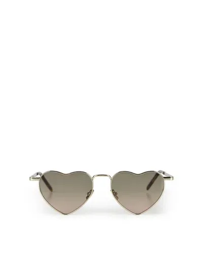 Saint Laurent Eyewear Heart Shape Sunglasses In Gold