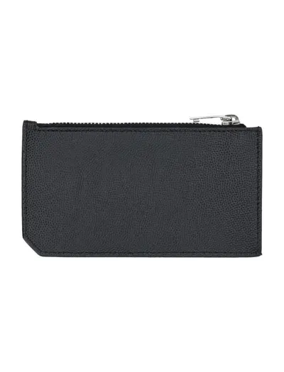 Saint Laurent Fragments Zipped Card Case In Black