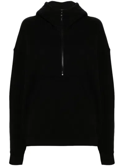 Saint Laurent Half-zip Hoodie In Black