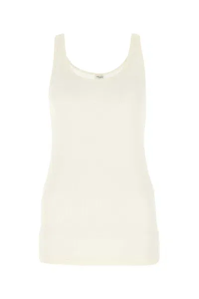 Saint Laurent Ribbed Modal And Cotton-blend Jersey Tank In White