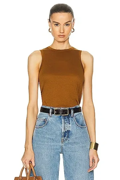 Saint Laurent Jersey Tank Top In Ocre