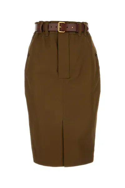 Saint Laurent Saharienne Skirt In Brown