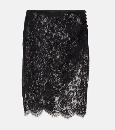 Saint Laurent Lace Miniskirt In Black