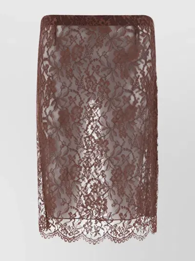 Saint Laurent Midi Skirt In Chocolat