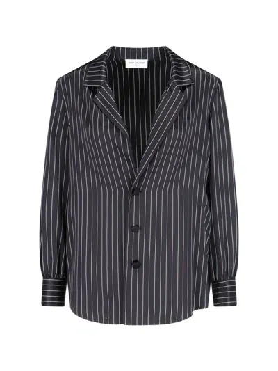 Saint Laurent Lapel Detail Shirt In Multi