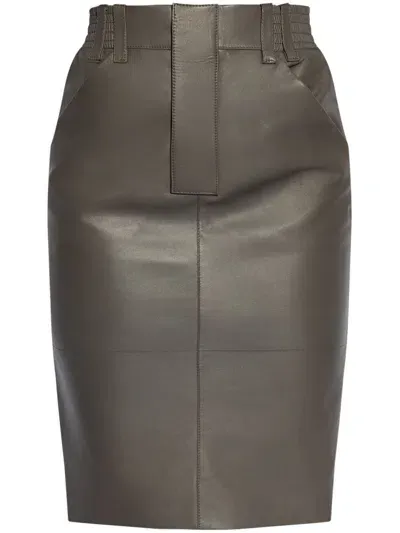 Saint Laurent Leather Mini Skirt In Gray