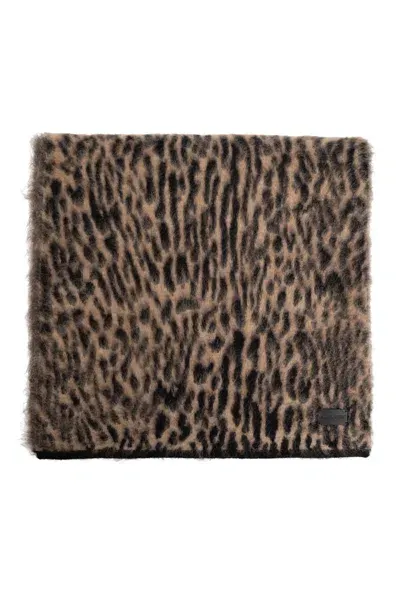 Saint Laurent Leopard Patterned Scarf In Multi