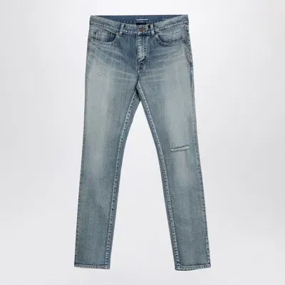 Saint Laurent Light Washed Slim Jeans In Blue