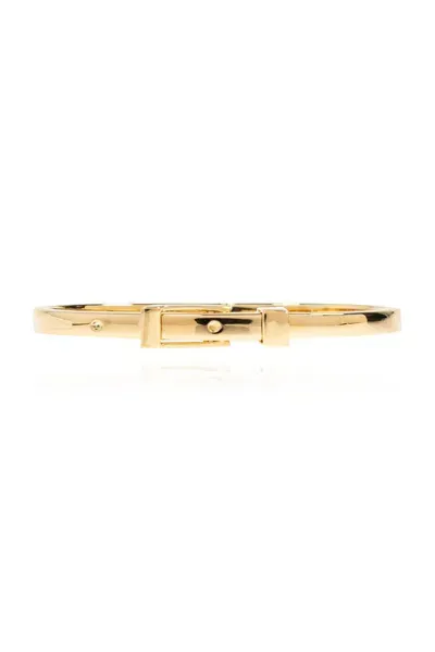 Saint Laurent Logo Engraved Buckle Bracelet In Gold