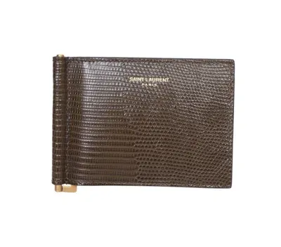 Saint Laurent Paris Bill Clip Wallet In Brown