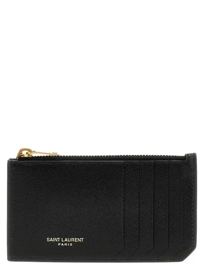 Saint Laurent 'paris Fragments' Card Holder In Black