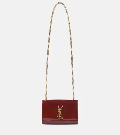 Saint Laurent Patent Leather Wallet On Chain In Burgundy