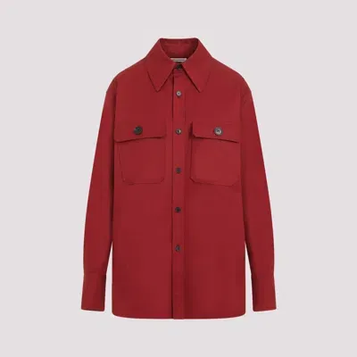 Saint Laurent Cotton Twill Shirt In Red