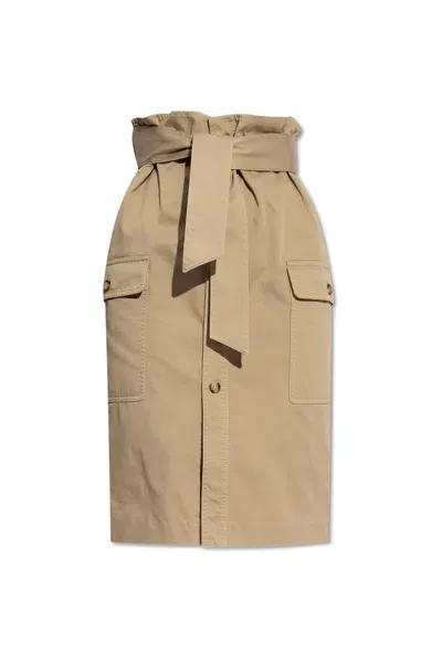 Saint Laurent Safari Pencil Skirt In Beige