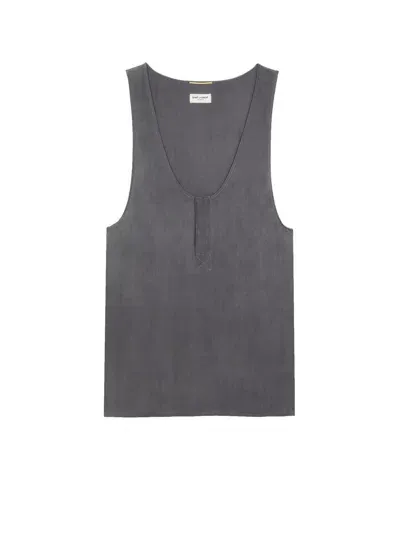 Saint Laurent Top Grey In Gray