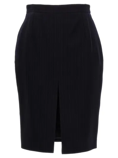 Saint Laurent Slit Pencil Skirt Skirts In Gray