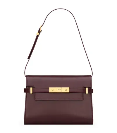 Saint Laurent Small Manhattan Shoulder Bag In Burgundy