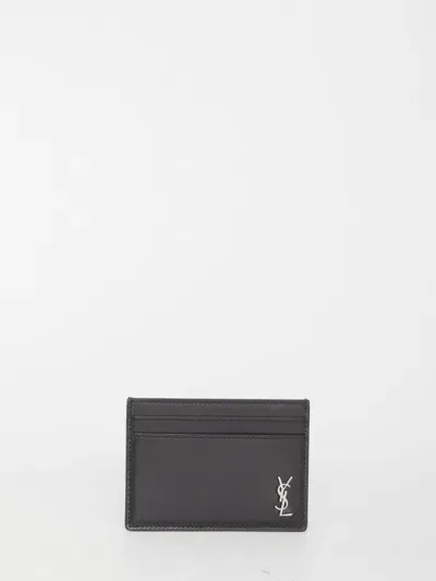 Saint Laurent Small Monogram Cardholder In Black