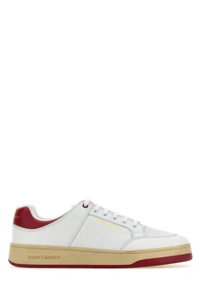 Saint Laurent Leather Sneakers In White