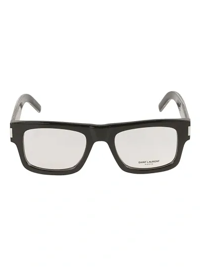 Saint Laurent Square Frame Classic Glasses In Black/crystal/transparent