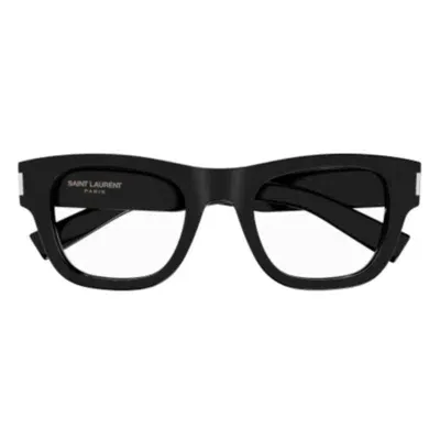 Saint Laurent Square Frame Glasses In 001 Black Black Transpare