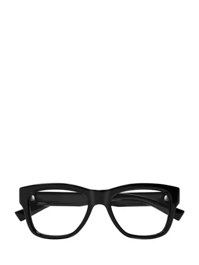 Saint Laurent Square Frame Glasses In 001 Black Black Transpare