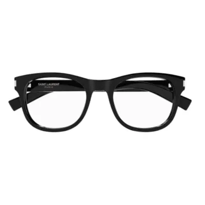 Saint Laurent Square Frame Glasses In 001 Black Crystal Transpa