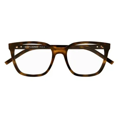 Saint Laurent Square Frame Glasses In 003 Havana Havana Transpa