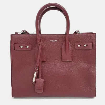 Pre-owned Saint Laurent Supple Sac Dejour Small Bag In Burgundy