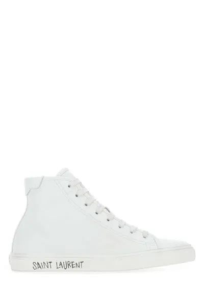 Saint Laurent White Leather Malibu Sneakers