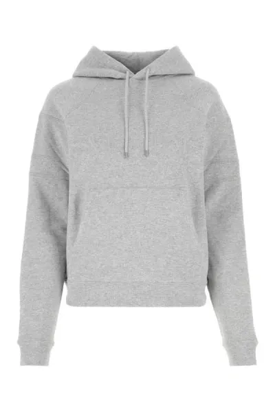 Saint Laurent Woman Grey Cotton Blend Sweatshirt In Gray