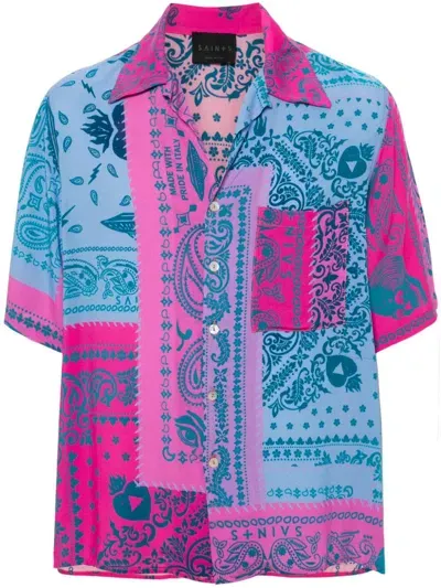 Saints Studio Bandana-print Shirt In Pink