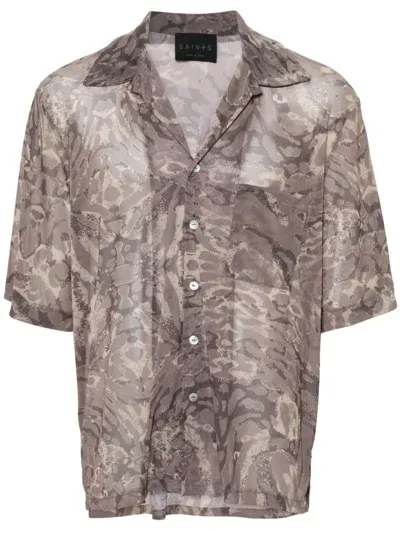 Saints Studio Camouflage-print Shirt In Neutrals