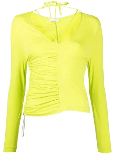 Saks Potts Buta Ruched Stretch-jersey Top In Green