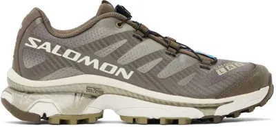 Salomon Khaki Xt-4 Og Aurora Borealis Sneakers In Canteen / Transparen