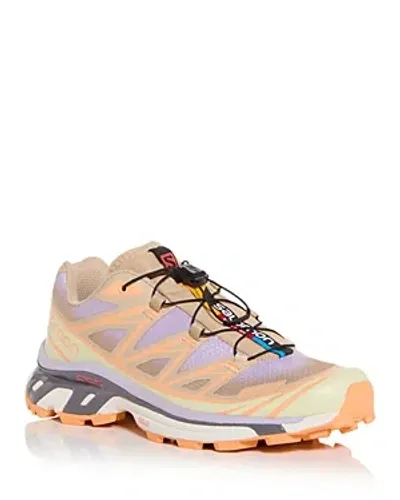 Salomon Xt-6 Skyline Low Top Sneakers In White Pepper/peach Quartz/orchid Peta