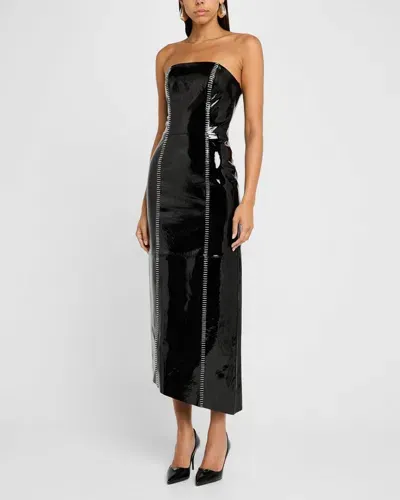 Salon 1884 Sioux Strapless Patent Leather Maxi Dress In Black