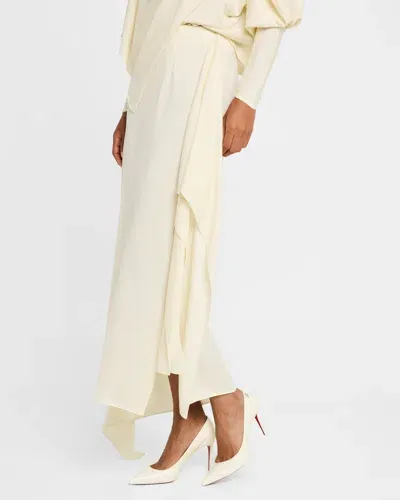 Salon 1884 Zadie Drape Slit Midi Skirt In Cream