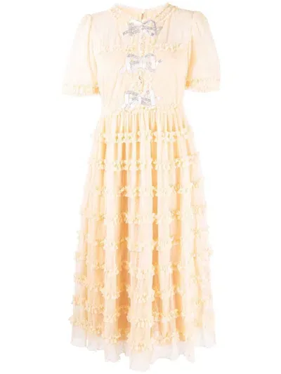 Saloni Camille Long Dress In Light Yellow